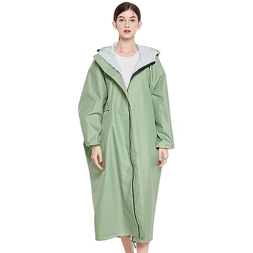 LHHMZ Wasserdichter Regenponcho für Damen Leichte Regenjacken mit Kapuze Outdoor Lange Regenbekleidung Regenmäntel von LHHMZ