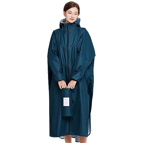 LHHMZ Wasserdichter Regenponcho für Damen Leichte Regenjacken mit Kapuze Outdoor Lange Regenbekleidung Regenmäntel von LHHMZ