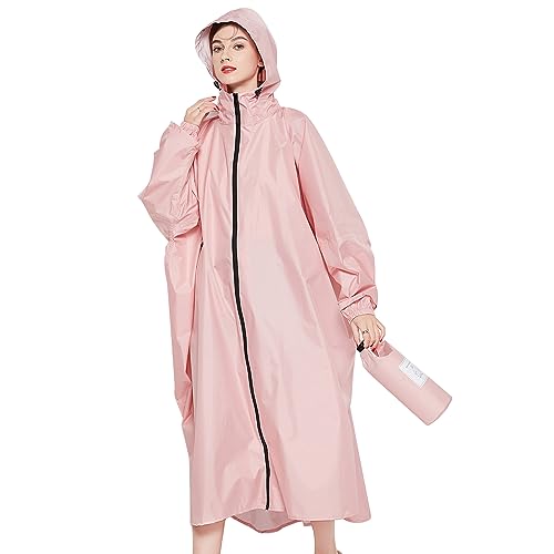 LHHMZ Wasserdichter Regenponcho für Damen Leichte Regenjacken mit Kapuze Outdoor Lange Regenbekleidung Regenmäntel von LHHMZ