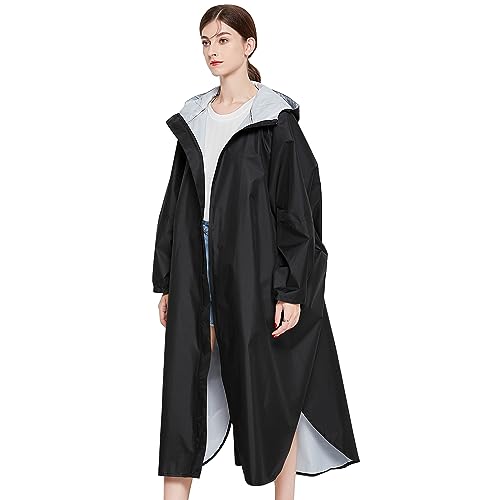 LHHMZ Wasserdichter Regenponcho für Damen Leichte Regenjacken mit Kapuze Outdoor Lange Regenbekleidung Regenmäntel von LHHMZ