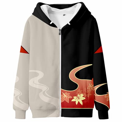 Game Genshin Impact Cosplay Kaedehara Kazuha Hoodie, 2022 Unisex 3D Druck Sweatshirt für Genshin Impact Fans, Schwarz , XS von LHHZDH