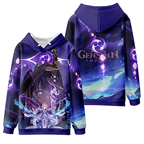 Game Genshin Impact Cosplay Raiden Shogun Hoodie, 2022 Unisex 3D-Druck Sweatshirt für Genshin Impact Fans, Lila-5, L von LHHZDH