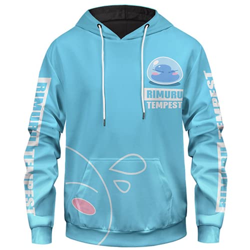 LHHZDH Anime That Time I Got Reincarnated as a Slime Cosplay Rimuru Tempest Hoodie, lässige Unisex-Sweatshirts mit 3D-Druck,Blau,m von LHHZDH