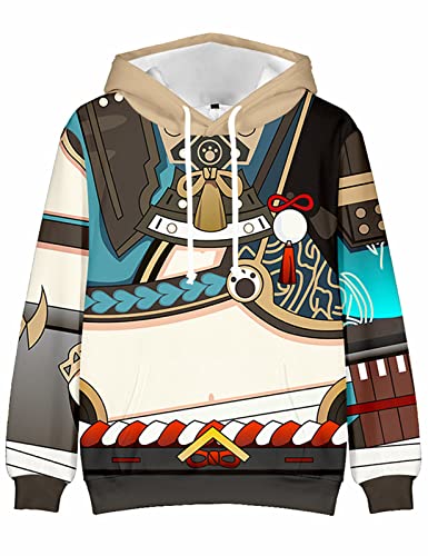 LHHZDH Game Genshin Impact Cosplay Arataki Itto GOROU Sucrose Hoodie, 2022 Unisex 3D-Druck-Pullover für Genshin Impact-Fans,GOROU,S von LHHZDH