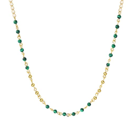 LHJHZDJC Halskette Damen Mode Damen Grün Malachit Perlenkette Handgemachte Halskette Elegante Gold Schmuck Geschenk LHJHZDJC Halskette Damen Mode Damen Grün Malachit Perlenkette Handgemachte Halskette Elegante Gold Schmuck Geschenk von LHJHZDJC