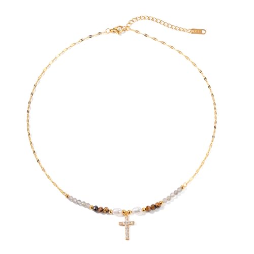 LHJHZDJC Halskette Damen Mode Süßwasser Perle Intarsien Kreuz Halskette Vintage Mode Geschenk für Mädchen Schöne Party Schmuck Charme Geschenk LHJHZDJC Halskette Damen Mode Süßwasser Perle Intarsien Kreuz Halskette Vintage Mode Geschenk für Mädchen Schöne Party Schmuck Charme Geschenk von LHJHZDJC
