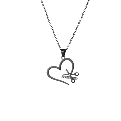 LHJHZDJC Halskette Mode Hair Stylist Anhänger Schere Kamm Kette Halsketten Halskette Punk Trendiger Schmuck für Frauen Geburtstagsgeschenk Geschenk von LHJHZDJC