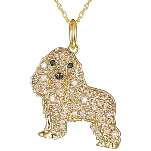 LHJHZDJC Halskette Mode Niedliche Cocker Spaniel Anhänger Halskette Exquisite Cartoon Welpen Halskette Tier Gedenkgeschenke von LHJHZDJC
