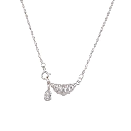 LHJHZDJC Halskette Mode Perlenkette Anhänger Halskette für Frauen und Mädchen Silberfarbe Croissant Modeschmuck Geschenk von LHJHZDJC