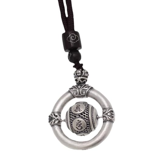 LHJHZDJC Halskette Mode Sechs Zeichen Spinning Bead Anhänger Halsketten Glückverheißende Wolkenseil Kette Schmuck Zubehör Retro Ping An Schnalle Tier Gedenkgeschenke von LHJHZDJC