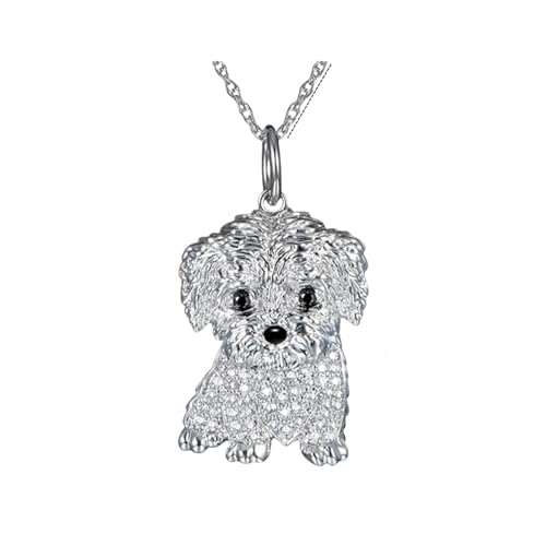 LHJHZDJC Halskette Mode Unisex Frauen Malteser Anhänger Halskette Kreativer Anhänger Hund Schmuck Zubehör Welpendekor Geburtstag Erinnerungsgeschenke Schmuck Geschenk von LHJHZDJC