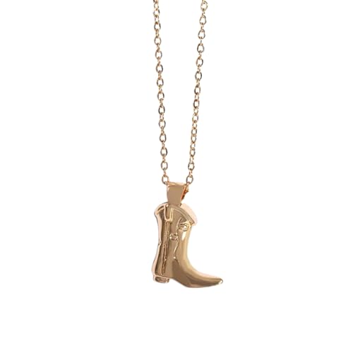LHJHZDJC Halskette Mode Unisex Frauen Western Cowboy Stiefel Halskette Gold Farbe Anhänger Hip Hop Stil Rock Kreatives Design Neuheit Schmuck Geschenke von LHJHZDJC