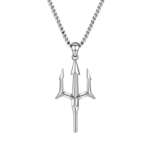 LHJHZDJC Halskette Mode Unisex Männer Poseidon Dreizack Anhänger Halskette Mode Trend Neo-Gothic Rock Bike Schmuck Geschenk Schmuck Geschenke von LHJHZDJC
