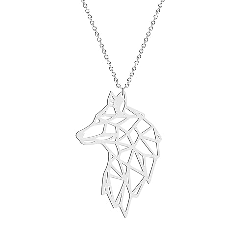 LHJHZDJC Halskette Mode Unisex Origami Wolf Halskette Wolf Kopf Anhänger Geometrische Halskette für ihren Origami-Schmuck Modegeschenke LHJHZDJC Halskette Mode Unisex Origami Wolf Halskette Wolf Kopf Anhänger Geometrische Halskette für ihren Origami-Schmuck Modegeschenke von LHJHZDJC