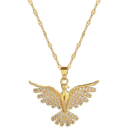 LHJHZDJC Halskette Mode Unisex Schöner Phönix glänzender kubischer Anhänger für Frauen Vielseitig Gold Bambus Kette Gedenkgeschenk Schmuck Schmuck Geschenk von LHJHZDJC