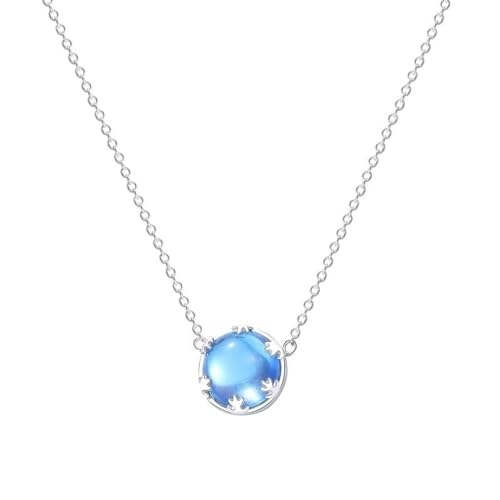 LHJHZDJC Halsketten Mode Schmuck Damen Strass Intarsien Kristall Runder Anhänger Blau Aurora Stein Opal Anhänger Schlüsselbein Kette Halskette Damen Schmuck Geschenke von LHJHZDJC