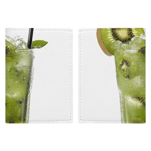 LHJKB Reisepasshülle aus strapazierfähigem PU-Material mit Kiwi-Scheiben, niedlicher Reisepass-Schutzhülle, für Damen und Herren, Reisepasshülle, verschleißfeste Reisepasstasche, Serviert mit von LHJKB