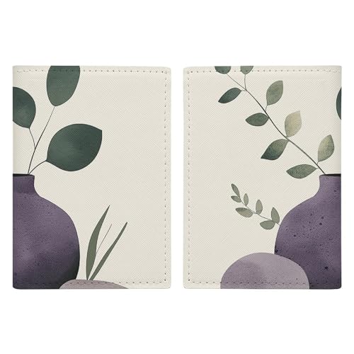 LHJKB Reisepasshülle aus strapazierfähigem PU-Material mit dunkelvioletter Vase, niedlicher Reisepass-Schutzhülle, für Damen und Herren, Reisepasshülle, verschleißfeste Reisepasstasche, Dunkelviolette von LHJKB