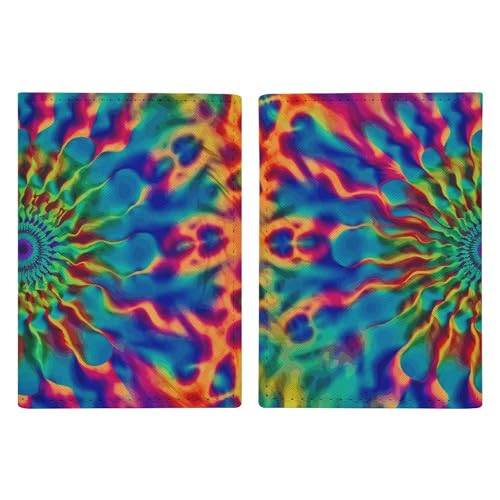 LHJKB Reisepasshülle aus strapazierfähigem PU-Material mit farbigem Batikdruck, niedlicher Reisepass-Schutzhülle, für Damen und Herren, verschleißfeste Reisepasstasche, Farbe: Batikfärbung, von LHJKB