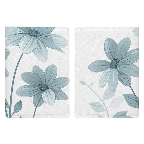 LHJKB Reisepasshülle aus strapazierfähigem PU-Material mit mehreren blauen Gänseblümchen, niedlicher Reisepass-Schutzhülle, für Damen und Herren, Reisepasshülle, verschleißfest, Mehrere blaue von LHJKB