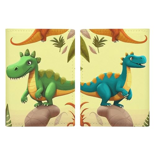 LHJKB Reisepasshülle aus strapazierfähigem PU-Material mit niedlichem Cartoon-Dinosaurier-Druck, niedlicher Reisepass-Schutzhülle, für Damen und Herren, Reisepasshülle, verschleißfest, Süße von LHJKB