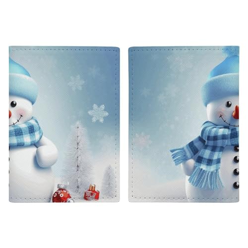 LHJKB Reisepasshülle aus strapazierfähigem PU-Material mit niedlichem Weihnachts-Schneemann-Druck, niedlicher Reisepass-Schutzhülle, für Damen und Herren, Reisepasshülle, verschleißfest, Niedlicher von LHJKB