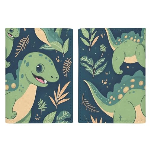 LHJKB Reisepasshülle aus strapazierfähigem PU-Material mit süßem Dinosaurier-Druck, niedlicher Reisepass-Schutzhülle, für Damen und Herren, Reisepasshülle, verschleißfest, Niedlicher Dinosaurier, von LHJKB