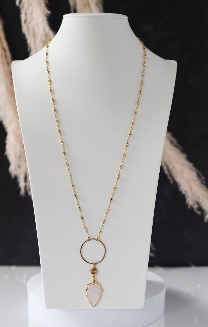 Pfeilspitze Halskette, Druzy Lange Gold Satelliten Kette, Halskette von LHJewelryBoutique