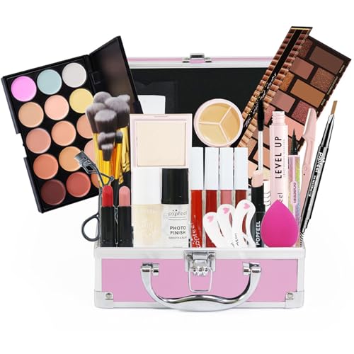 LHLXZQ Schmink Set, Kosmetik Starter Kit für Frauen mit Lidschatten Palette Concealer Lipgloss Lippenstift Mascara etc, Multifunktions Kosmetik Makeup Set für Gesicht, Augen und Lippen#4 von LHLXZQ