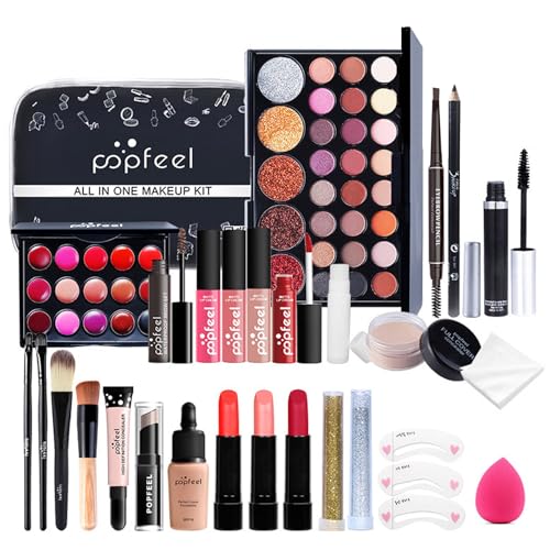LHLXZQ Schmink Set, Kosmetik Starter Kit für Frauen mit Lidschatten Palette Concealer Lipgloss Lippenstift Mascara etc, Multifunktions Kosmetik Makeup Set für Gesicht, Augen und Lippen#6 von LHLXZQ