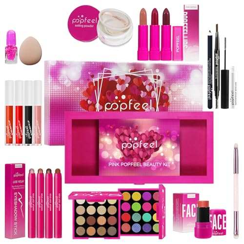 LHLXZQ Schmink Set, Kosmetik Starter Kit für Frauen mit Lidschatten Palette Concealer Lipgloss Lippenstift Mascara etc, Multifunktions Kosmetik Makeup Set für Gesicht, Augen und Lippen#2 von LHLXZQ