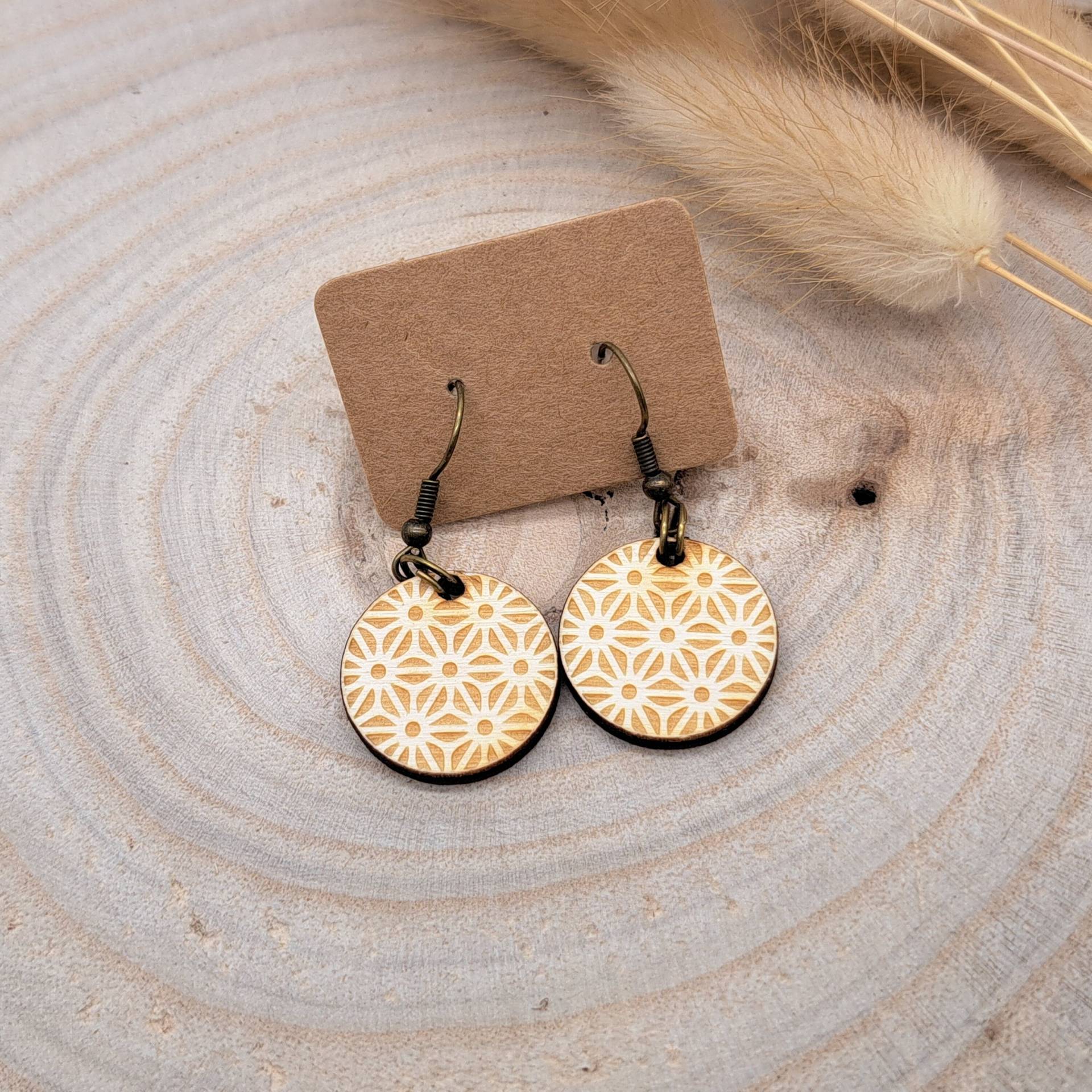 Ohrringe "Blumen" | Holz Hängend Rund Handgefertigt Laser Cut Ohrringe "Blumen" | Holz Hängend Rund Handgefertigt Laser Cut von LHLaserDesign