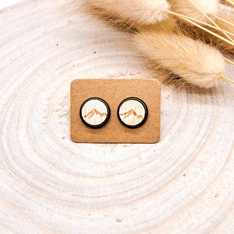 Ohrstecker Mit Fassung "Berg Hell" | Holz Rund Handgefertigt Laser Cut Ohrstecker Mit Fassung "Berg Hell" | Holz Rund Handgefertigt Laser Cut von LHLaserDesign