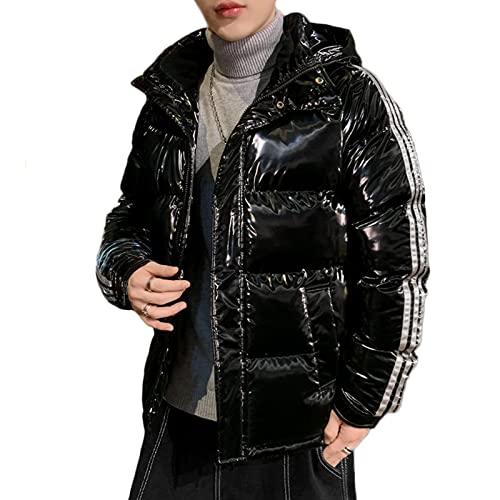 LHNT Herren Daunenjacke mit Kapuze Leichte Glänzende Daunenjacke Verdicken Warmen Winddicht Jacke mit Kapuzen Winter Fashion Ultraleichte Daunenjacke von LHNT