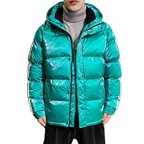 LHNT Herren Daunenjacke mit Kapuze Leichte Glänzende Daunenjacke Verdicken Warmen Winddicht Jacke mit Kapuzen Winter Fashion Ultraleichte Daunenjacke von Lhnt