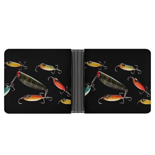 LHOKDR Taschen-Geldbörse, Angelköder, bedruckt, multifunktional, einfache Reisebrieftasche, Unisex, schwarz, Einheitsgröße, modern, Schwarz , Einheitsgröße, Zeitgenössisch von LHOKDR