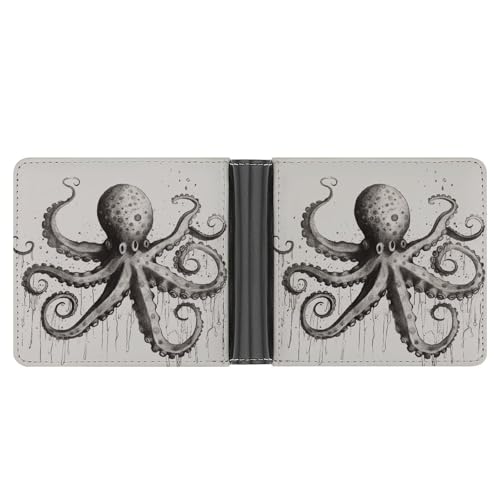LHOKDR Taschengeldbörse, Oktopus-bedruckt, multifunktional, einfache Reisebrieftasche, Unisex, schwarz, Einheitsgröße, modern, Schwarz , Einheitsgröße, Zeitgenössisch von LHOKDR