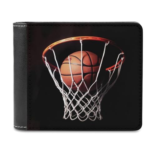 LHOKDR Tragbare Geldbörse mit Kartenhalter, Basketball-bedruckt, multifunktional, einfache Reisebrieftasche, Unisex, schwarz, Einheitsgröße, modern, Schwarz , Einheitsgröße, Zeitgenössisch von LHOKDR
