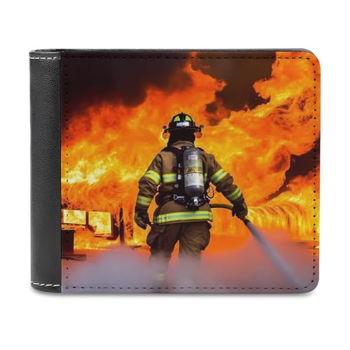 LHOKDR Tragbare Geldbörse mit Kartenhalter, Feuerwehrmann, Flamme bedruckt, multifunktionale Geldbörse, einfache Reisebrieftasche, Unisex, schwarz, Einheitsgröße, modern, Schwarz , Einheitsgröße, von LHOKDR
