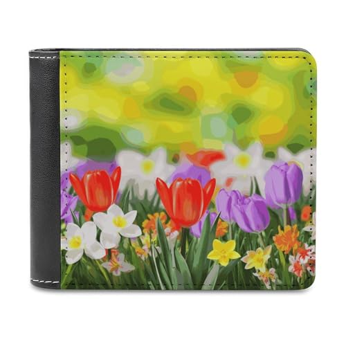 LHOKDR Tragbare Geldbörse mit Kartenhalter, Frühlingsblumen, bedruckt, multifunktional, einfache Reisebrieftasche, Unisex, schwarz, Einheitsgröße, modern, Schwarz , Einheitsgröße, Zeitgenössisch von LHOKDR