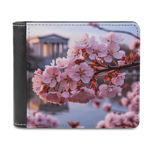 LHOKDR Tragbare Geldbörse mit Kartenhalter, Motiv: Kirschblüten bedruckt, multifunktional, einfache Reisebrieftasche, Unisex, schwarz, Einheitsgröße, modern, Schwarz , Einheitsgröße, Zeitgenössisch von LHOKDR