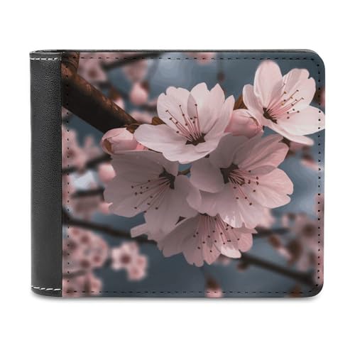 LHOKDR Tragbare Geldbörse mit Kartenhalter, Motiv: Kirschblüten bedruckt, multifunktional, einfache Reisebrieftasche, Unisex, schwarz, Einheitsgröße, modern, Schwarz , Einheitsgröße, Zeitgenössisch von LHOKDR