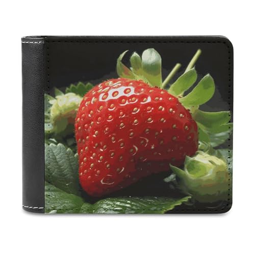 LHOKDR Tragbare Geldbörse mit Kartenhalter, Obst-Erdbeere, bedruckt, multifunktional, einfache Reisebrieftasche, Unisex, schwarz, Einheitsgröße, modern, Schwarz , Einheitsgröße, Zeitgenössisch von LHOKDR