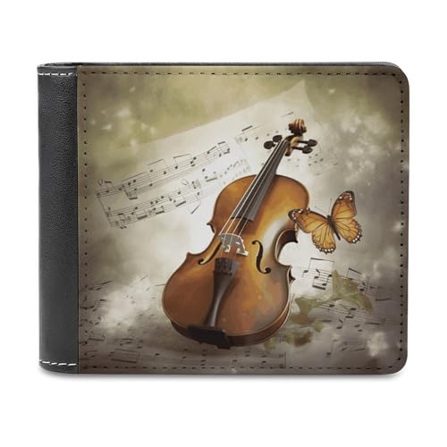 LHOKDR Tragbare Geldbörse mit Kartenhalter, Schmetterling und Cello, bedruckt, multifunktional, einfache Reisebrieftasche, Unisex, schwarz, Einheitsgröße, modern, Schwarz , Einheitsgröße, von LHOKDR