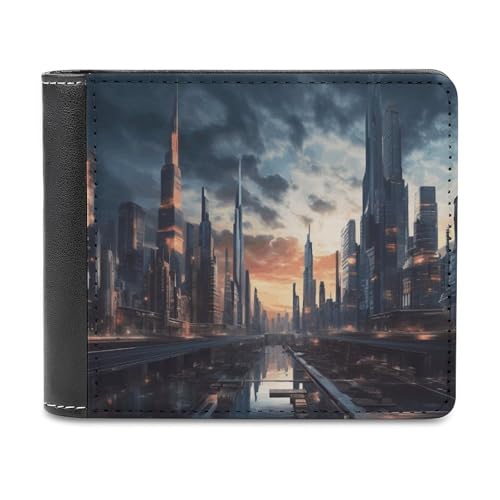 LHOKDR Tragbare Geldbörse mit Kartenhalter, bedruckt, multifunktional, einfache Reisebrieftasche, Unisex, Schwarz, Einheitsgröße, modern, Schwarz , Einheitsgröße, Zeitgenössisch von LHOKDR