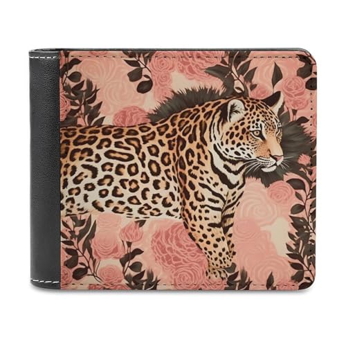 LHOKDR Tragbare Geldbörse mit Kartenhalter, gestreift, Leopardenmuster, multifunktional, einfache Reisebrieftasche, Unisex, schwarz, Einheitsgröße, modern, Schwarz , Einheitsgröße, Zeitgenössisch von LHOKDR
