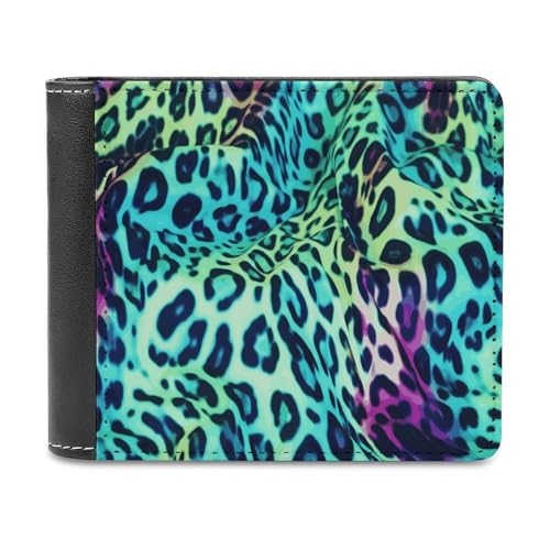 LHOKDR Tragbare Geldbörse mit Kartenhalter, grünes Leopardenmuster, multifunktional, einfache Reisebrieftasche, Unisex, schwarz, Einheitsgröße, modern, Schwarz , Einheitsgröße, Zeitgenössisch von LHOKDR