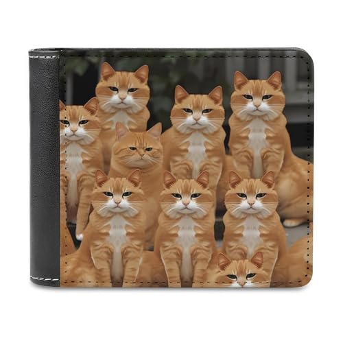 LHOKDR Tragbare Geldbörse mit Kartenhalter, orangefarbene Katzen, bedruckt, multifunktional, einfache Reisebrieftasche, Unisex, schwarz, Einheitsgröße, modern, Schwarz , Einheitsgröße, Zeitgenössisch von LHOKDR