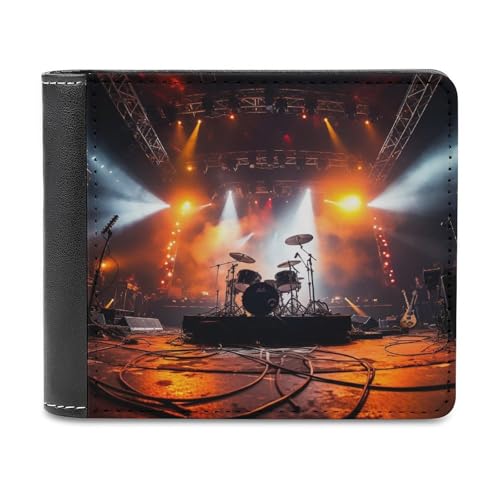LHOKDR Tragbare Kartenhalter-Geldbörse, Rock-Konzertbühne, bedruckt, multifunktionale Geldbörse, einfache Reisebrieftasche, Unisex, schwarz, Einheitsgröße, modern, Schwarz , Einheitsgröße, von LHOKDR