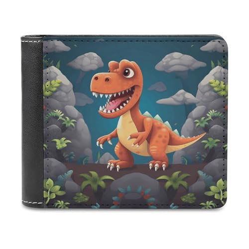 LHOKDR Tragbarer Kartenhalter, Cartoon-Dinosaurier-Druck, multifunktionale Geldbörse, einfache Reisebrieftasche, Unisex, schwarz, Einheitsgröße, modern, Schwarz , Einheitsgröße, Zeitgenössisch von LHOKDR
